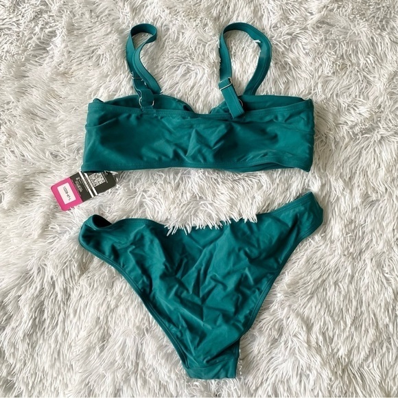 NWT SHEKINI Double Bow Bandeau Teal Bikini - Picture 11 of 15